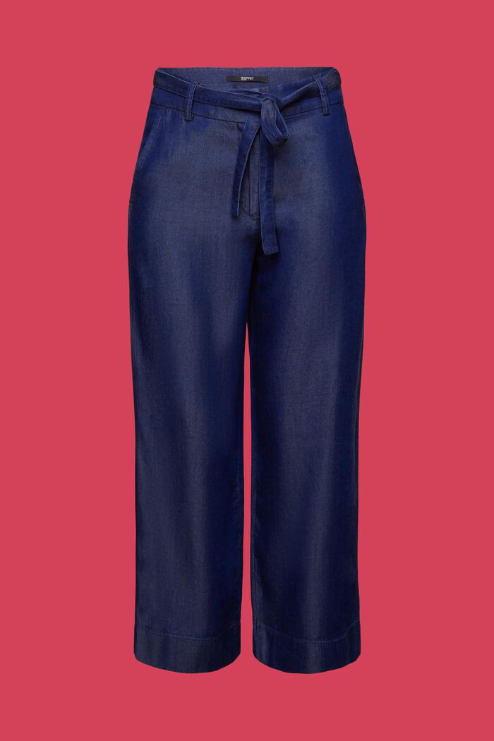 Pantalon à jambes larges et coupe courte, TENCEL™, BLUE DARK WASHED, detail image number 7