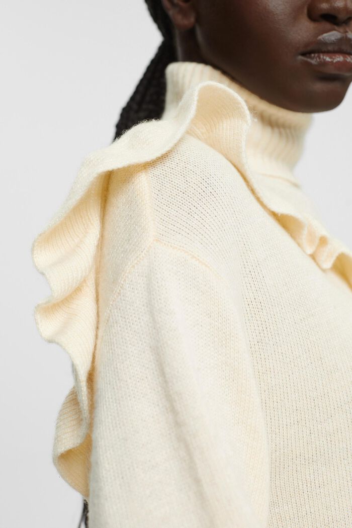 Robe en laine mélangée à fronces, LENZING™ ECOVERO™, ICE, detail image number 2