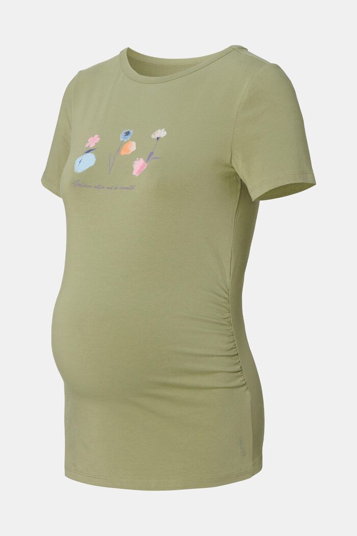T-shirt orné d´un imprimé, coton biologique, REAL OLIVE, detail image number 4