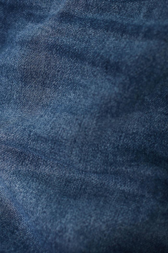 Short court en jean doté d'un cordon de serrage, BLUE DARK WASHED, detail image number 4
