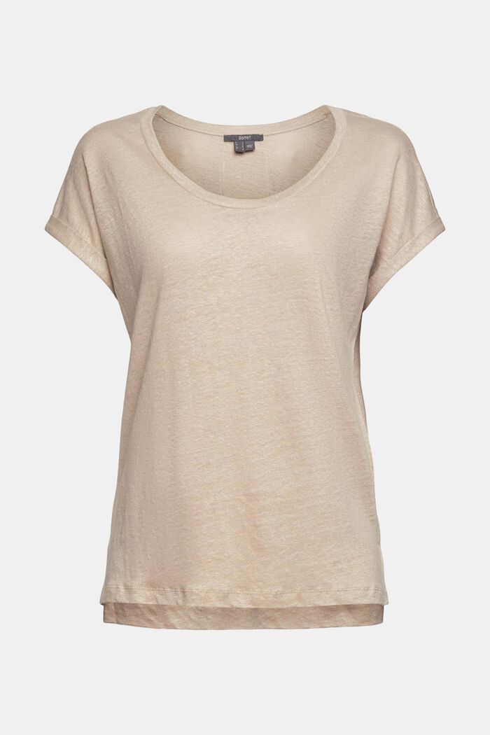T-shirt 100 % lin, LIGHT TAUPE, overview