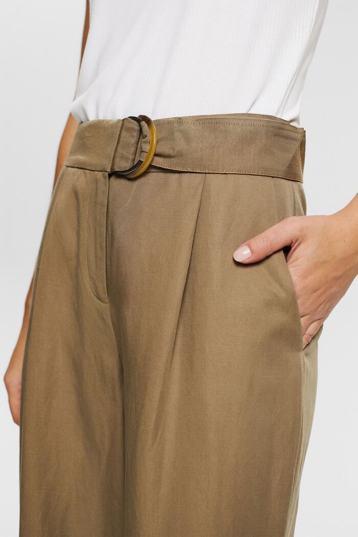 À teneur en lin : le pantalon Wide Leg à ceinture, KHAKI GREEN, detail image number 2