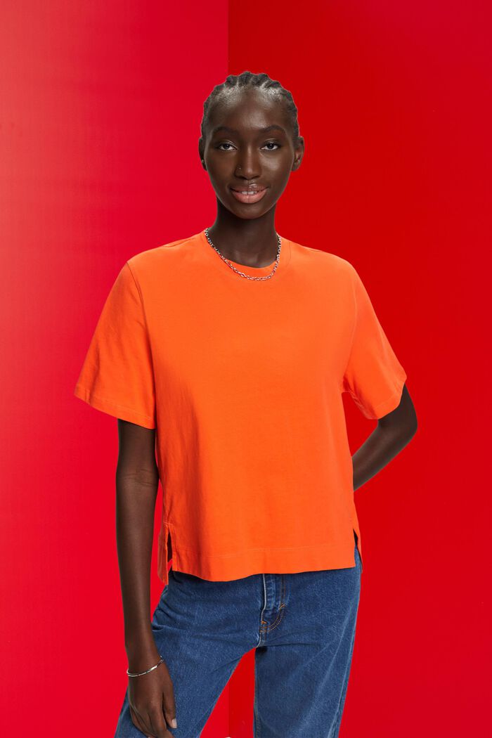 T-shirt en coton, ORANGE RED, detail image number 0
