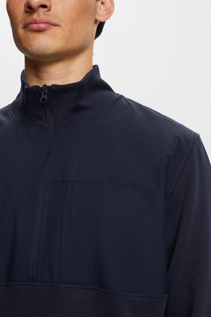 Sweat-shirt à zip court, en mélange de matières, NAVY, detail image number 2
