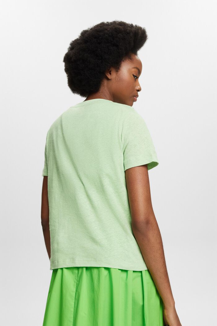 T-shirt en mélange de coton et de lin, LIGHT GREEN, detail image number 2