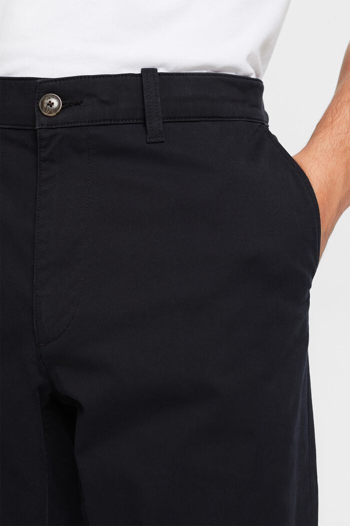Pantalon chino droit en twill de coton, BLACK, detail image number 4