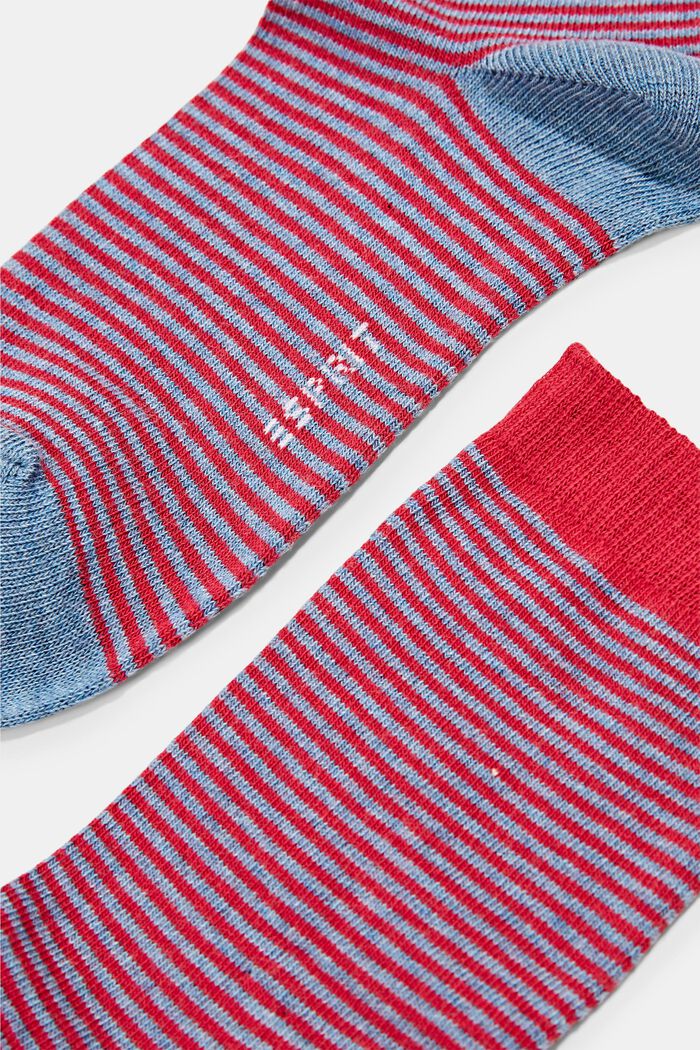 Chaussettes à rayures en lot de 2, en coton biologique, BLUE/RED, detail image number 1