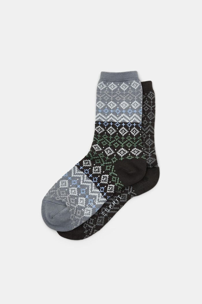 Lot de 2 paires de chaussettes à motif norvégien, coton biologique