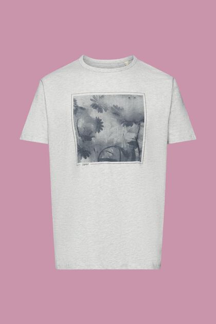 T-shirt en mélange de coton et de viscose à imprimé, LIGHT GREY, overview