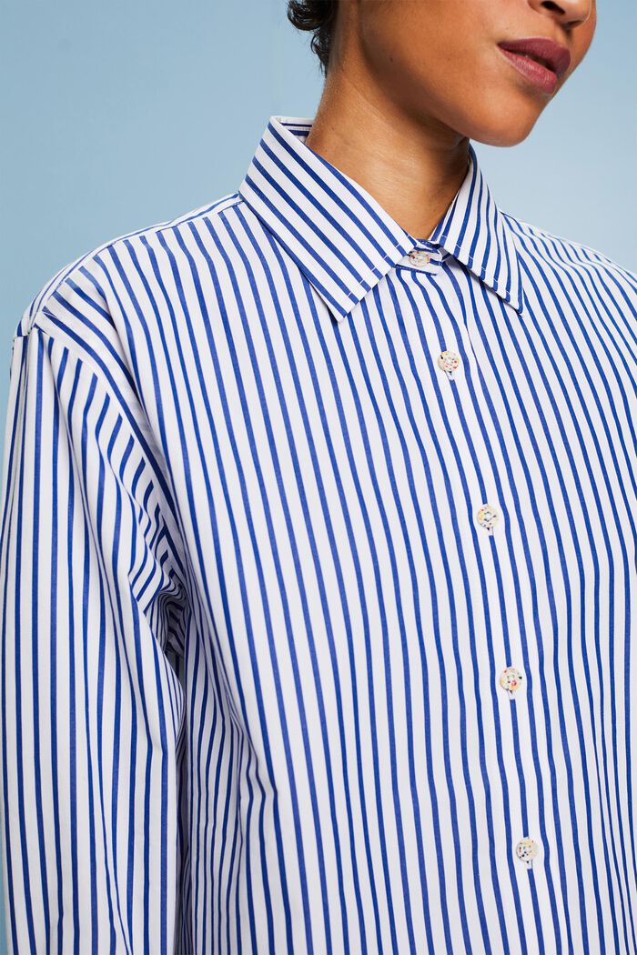 T-shirt rayé en popeline, BRIGHT BLUE, detail image number 3
