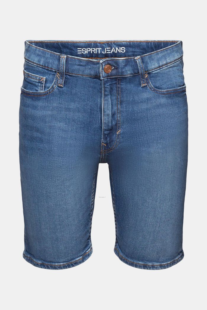 Short en jean coupe straight Fit, taille mi-haute, BLUE MEDIUM WASHED, detail image number 6