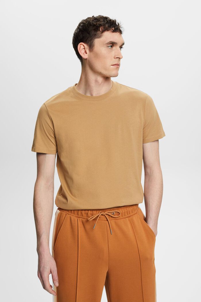 T-shirt en coton de coupe Slim Fit, BEIGE, detail image number 0