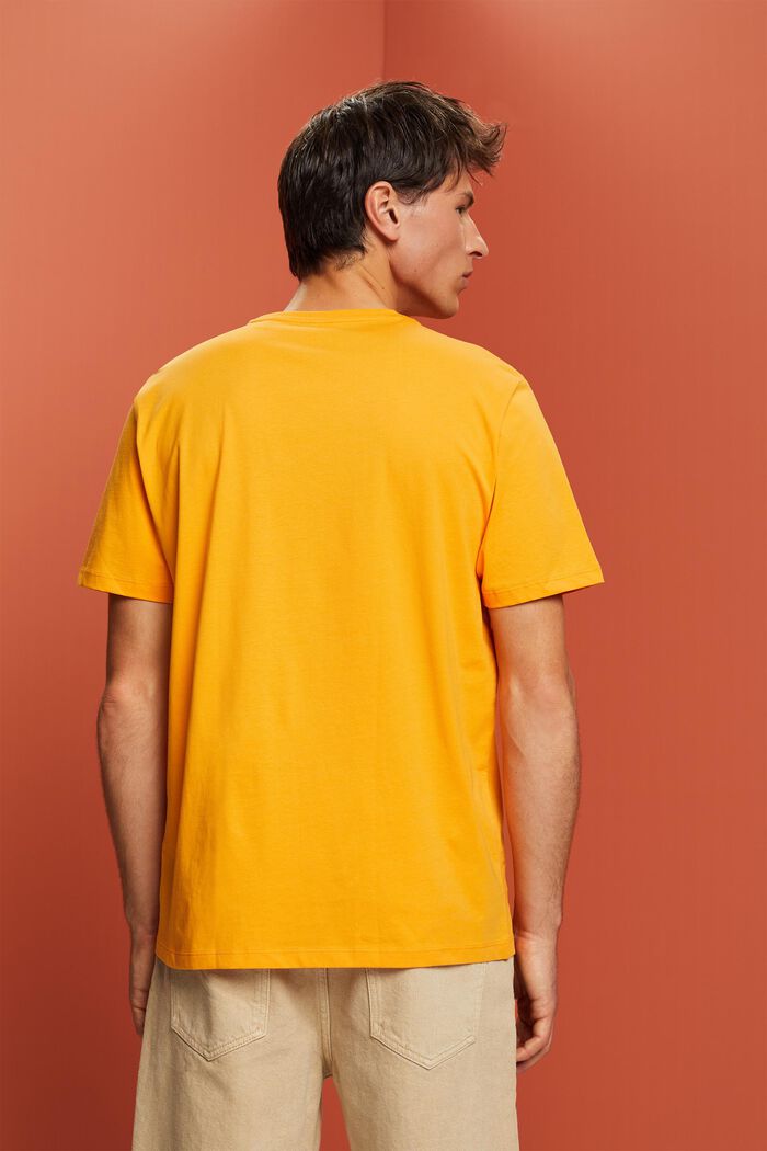 T-shirt en jersey à imprimé sur la poitrine, 100 % coton, BRIGHT ORANGE, detail image number 3