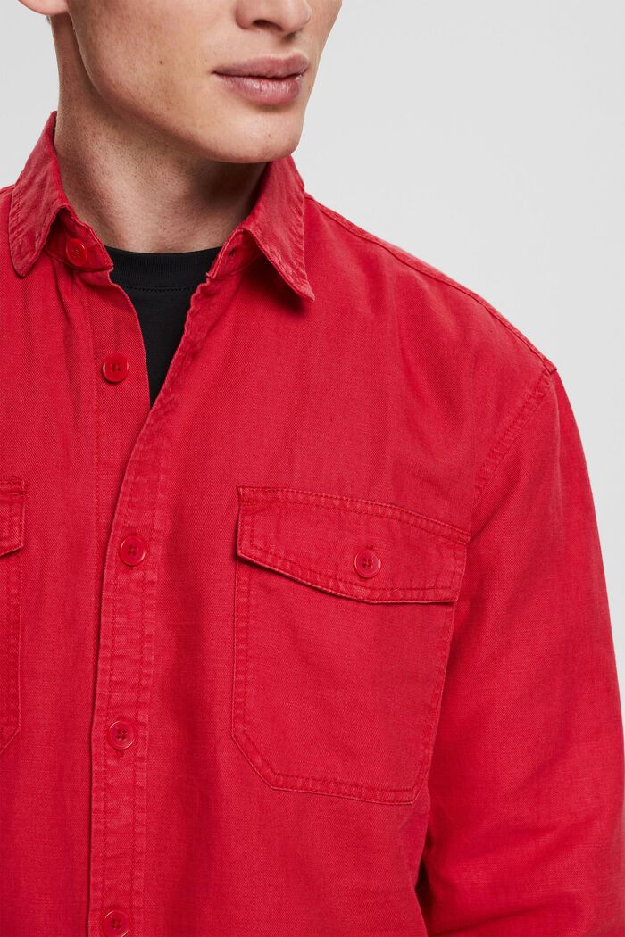 En lin mélangé : chemise oversize, RED, detail image number 2