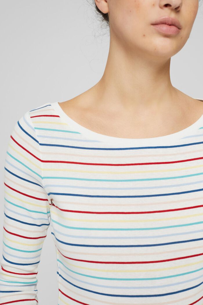 T-shirt à manches longues rayé en coton, OFF WHITE, detail image number 2