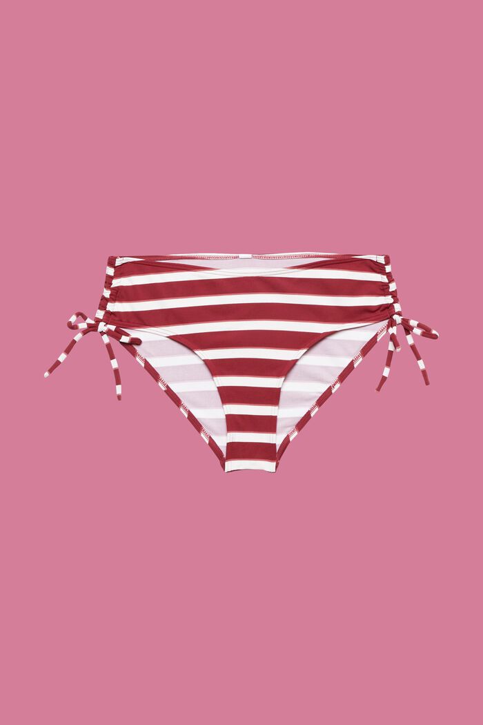 Bas de bikini rayé à taille mi-haute, DARK RED, detail image number 4
