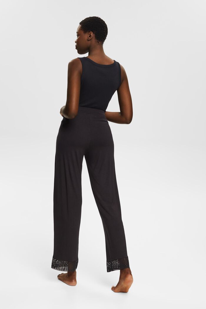 Pantalon de pyjama à dentelle, LENZING™ ECOVERO™, BLACK, detail image number 3