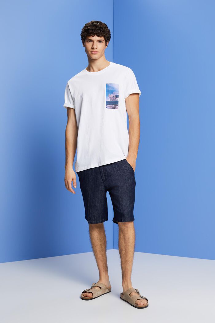 T-shirt orné d’un imprimé sur la poitrine, 100 % coton, WHITE, detail image number 4
