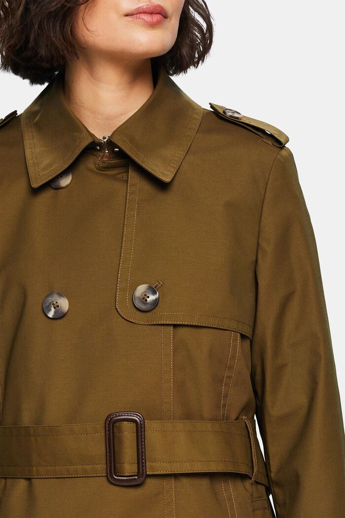 Trench-coat court à boutonnage croisé, KHAKI GREEN, detail image number 2