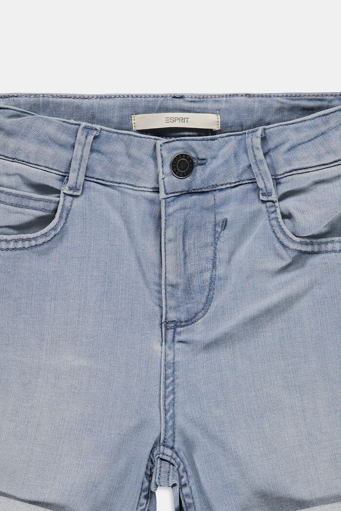 Short en jean à taille haute ajustable, BLUE BLEACHED, detail image number 2
