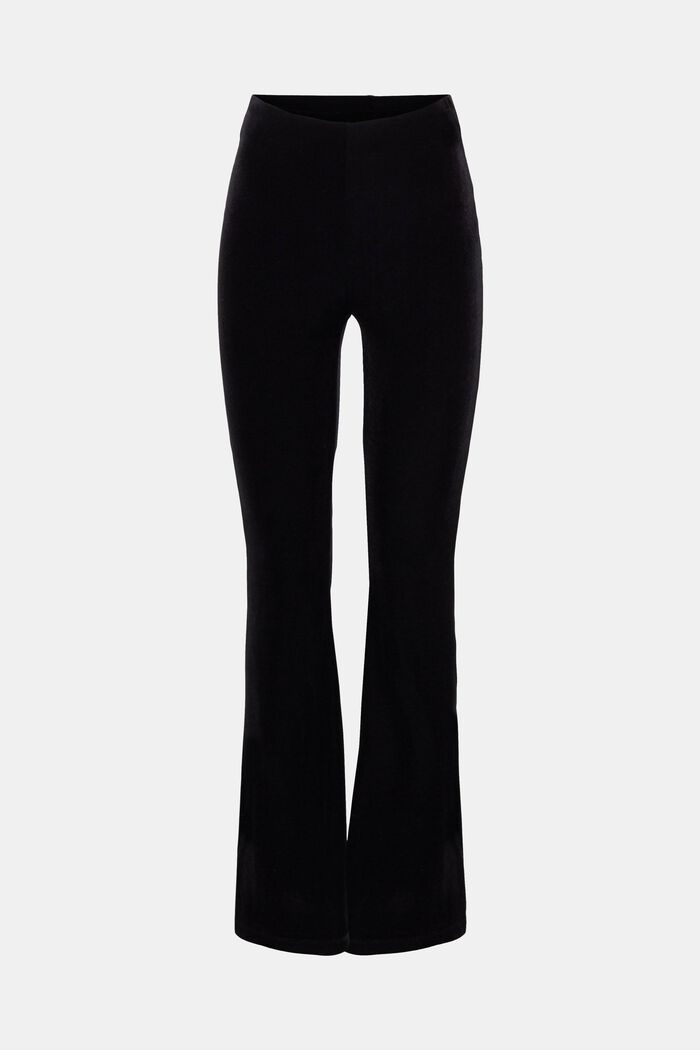 Pantalon taille haute en velours à jambes évasées, BLACK, detail image number 7