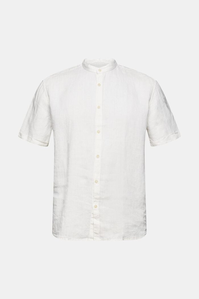 Chemise à col droit en 100 % lin, WHITE, detail image number 5