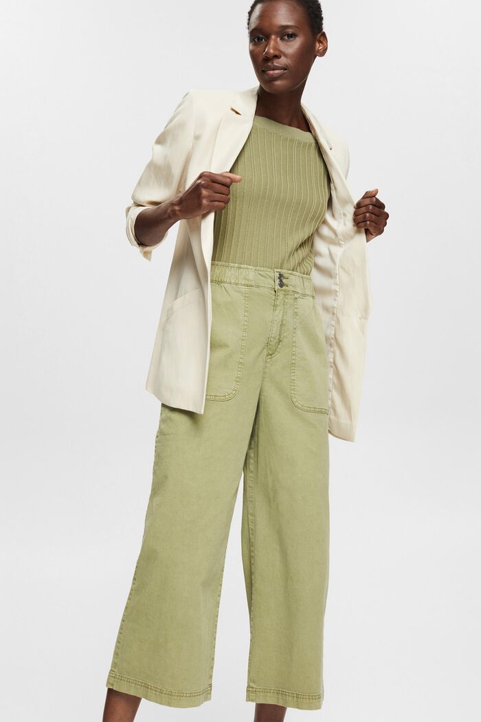 Jupe-culotte à taille élastique, KHAKI GREEN, detail image number 6