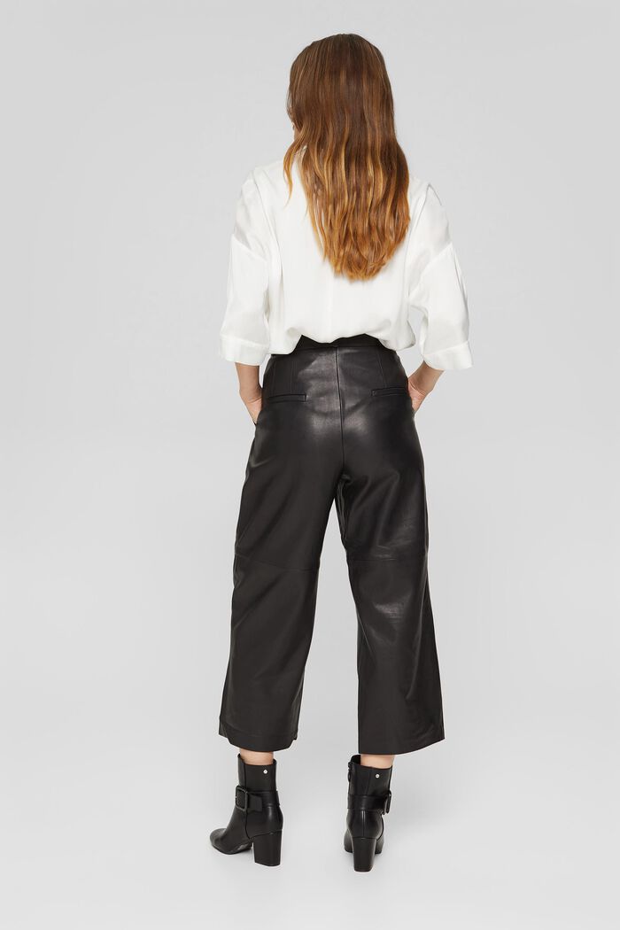 En cuir : la jupe-culotte à taille haute, BLACK, detail image number 3