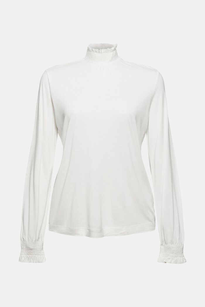 T-shirt à manches longues à ruchés, LENZING™ ECOVERO™, OFF WHITE, detail image number 7