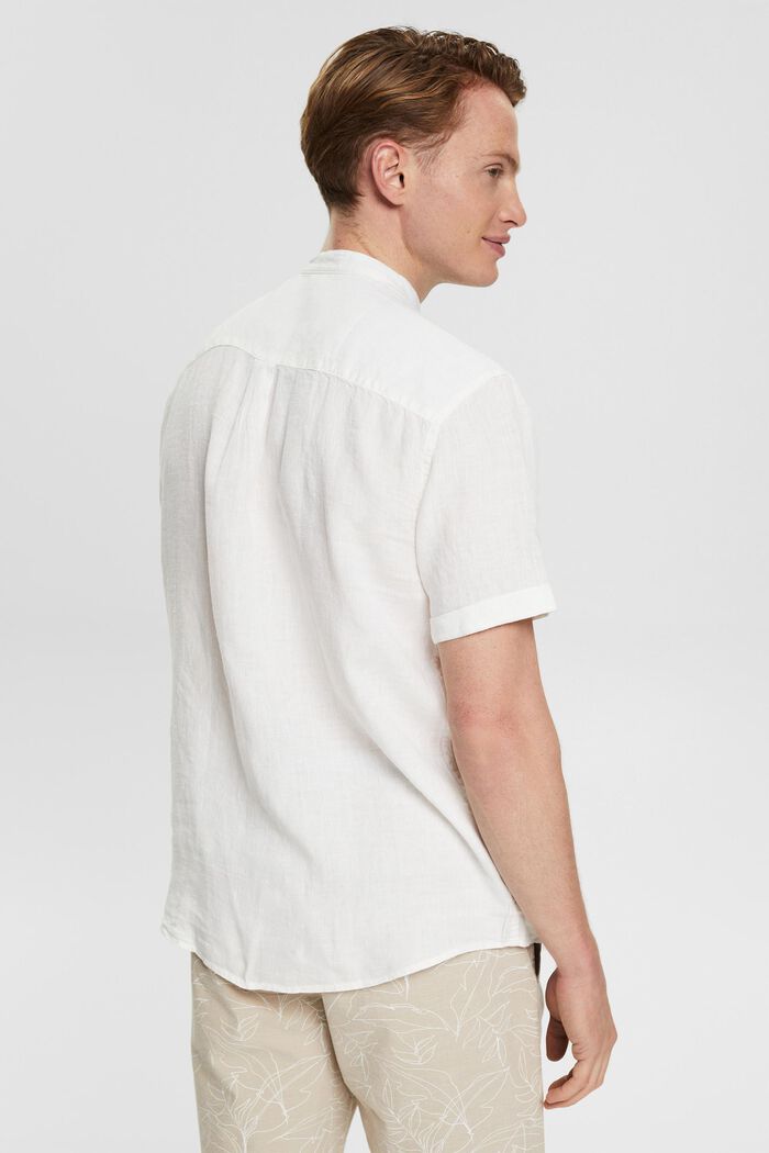 Chemise à col droit en 100 % lin, WHITE, detail image number 3