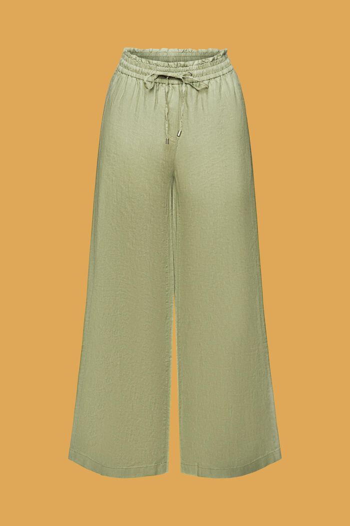Pantalon large en lin, LIGHT KHAKI, detail image number 7
