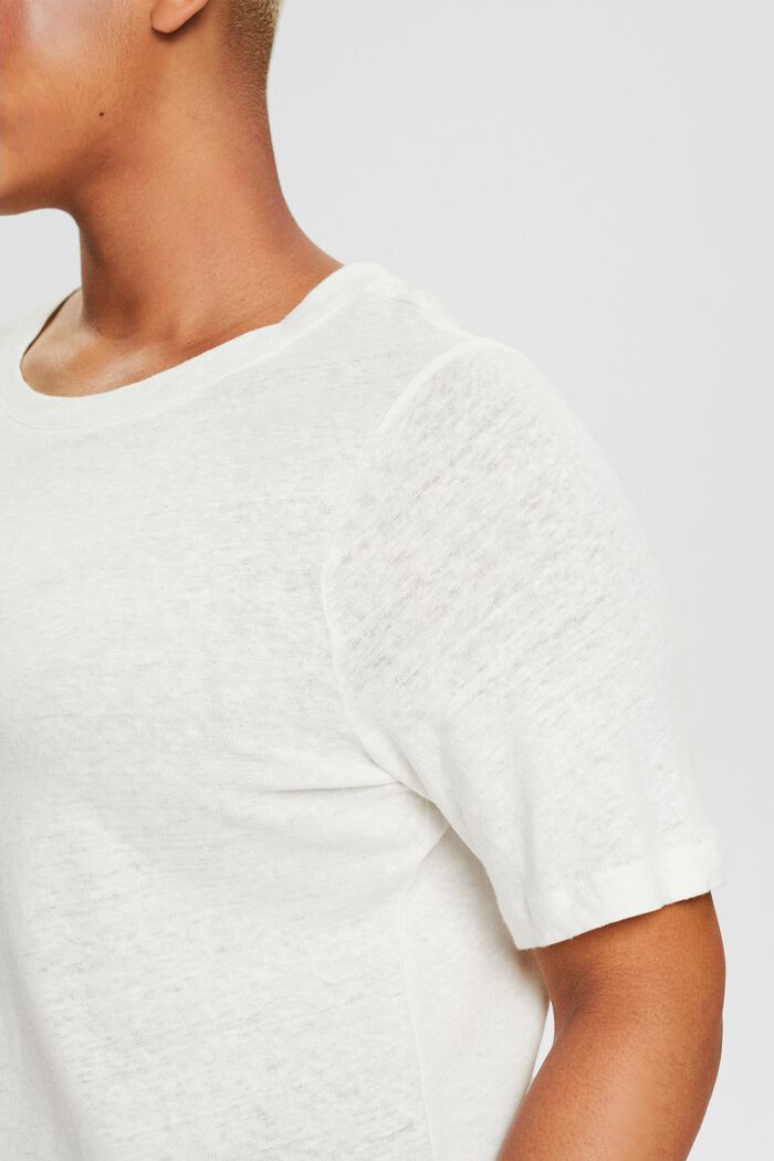 Modèle CURVY à teneur en lin : t-shirt basique, OFF WHITE, detail image number 2