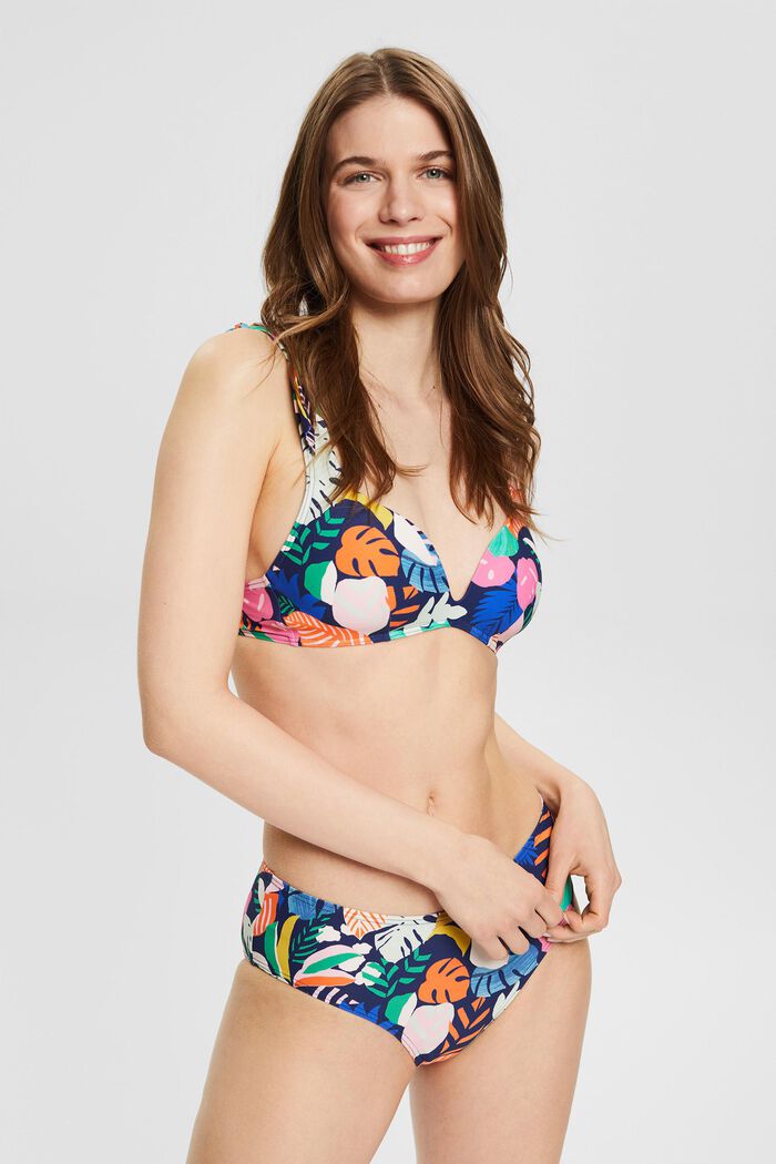 Haut de bikini à motif coloré et bretelles ajustables, NAVY, detail image number 0