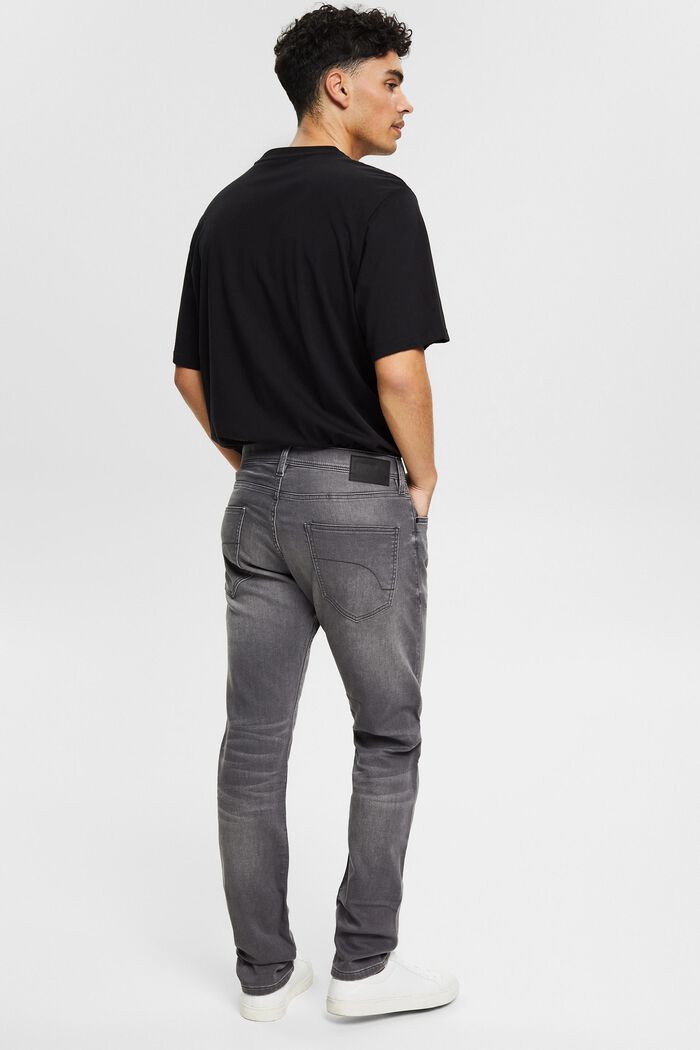 Pantalon de jogging d’aspect jean, en coton mélangé, GREY MEDIUM WASHED, detail image number 1