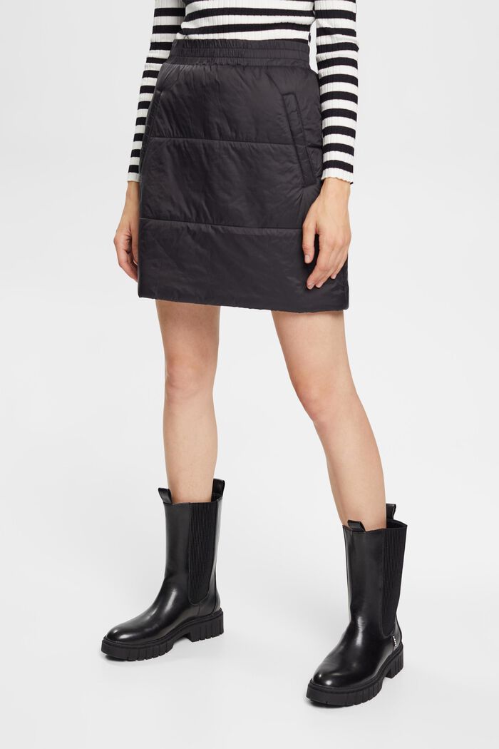 Mini-jupe matelassée, BLACK, detail image number 0