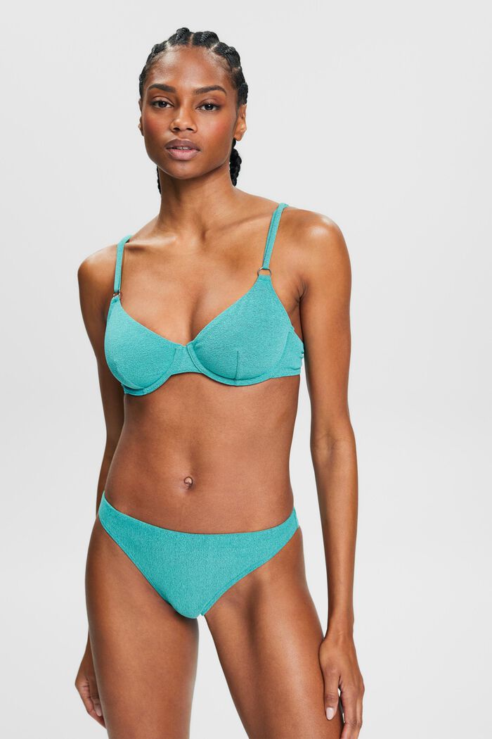 Haut de bikini bicolore à armatures, AQUA GREEN, detail image number 0