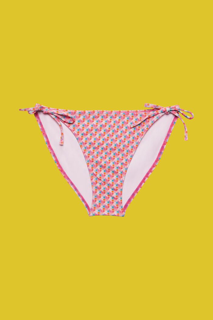 Bas de bikini multicolore doté de liens à nouer, PINK FUCHSIA, detail image number 4