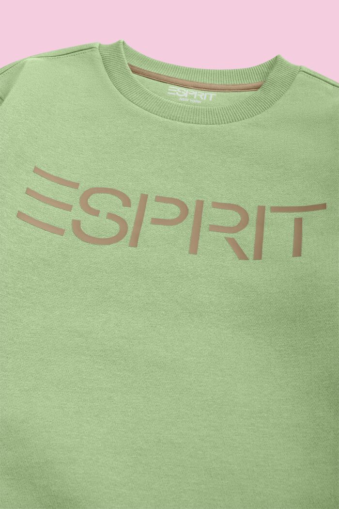 Sweat-shirt à col rond et logo, LIGHT GREEN, detail image number 1