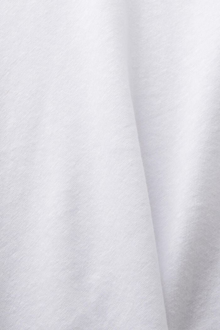 T-shirt à encolure en V en mélange de lin et coton, WHITE, detail image number 4