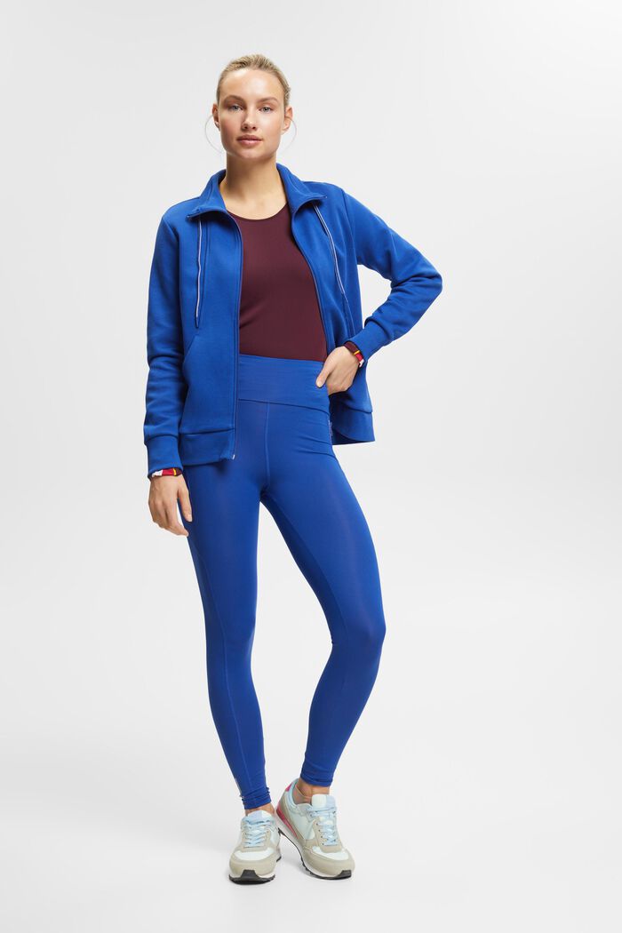 Sweat-shirt zippé, coton mélangé, BRIGHT BLUE, detail image number 1