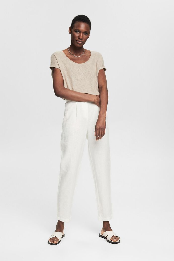 Pantalon 100 % lin, WHITE, detail image number 6