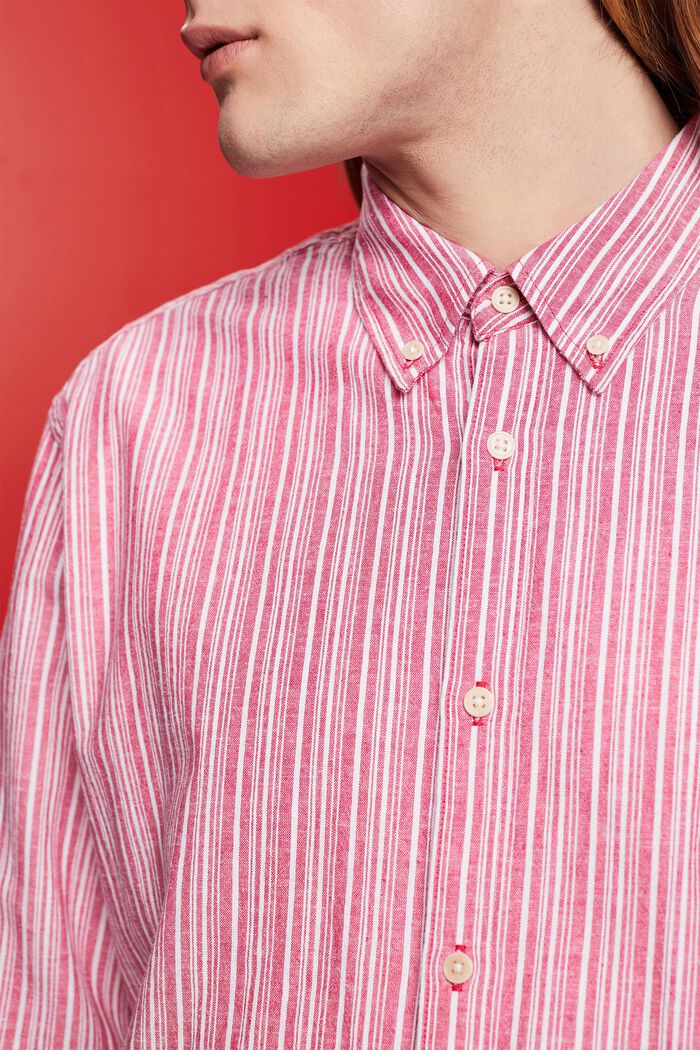 T-shirt rayé à teneur en lin, DARK PINK, detail image number 2