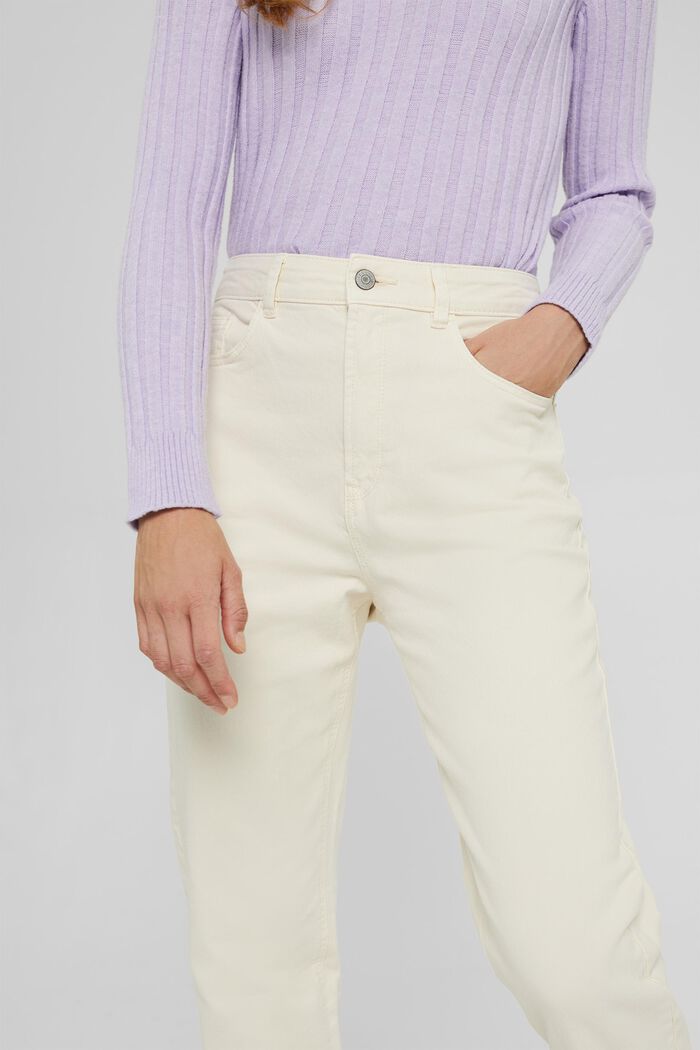 Pantalon de coupe Mom en coton biologique, OFF WHITE, detail image number 2