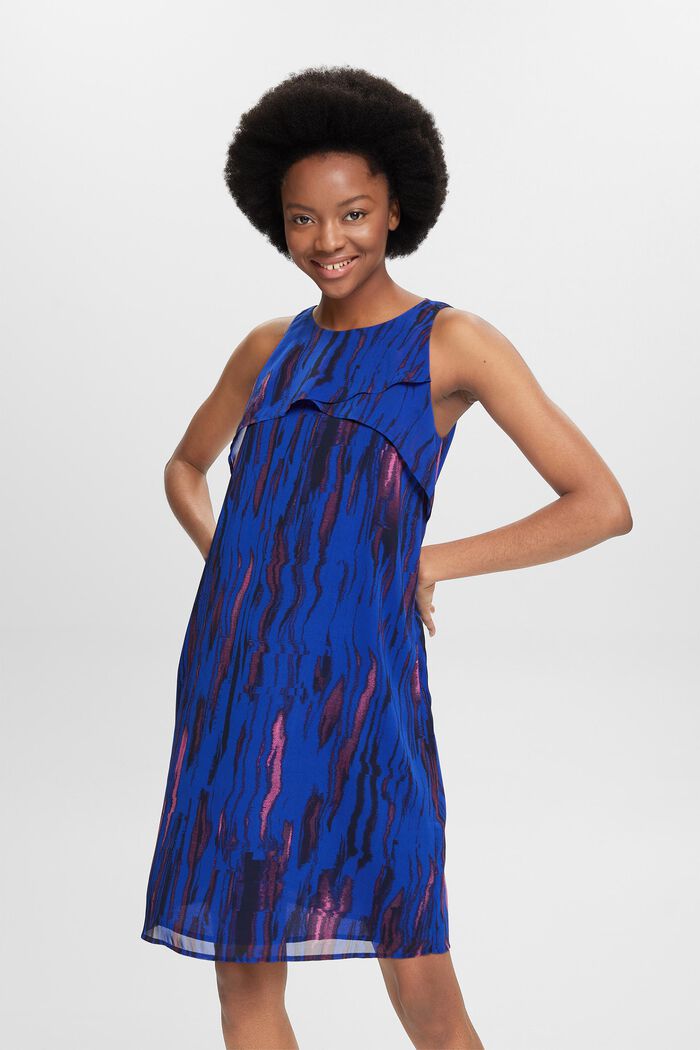 Mini-robe imprimée en crêpe mousseline, BRIGHT BLUE, detail image number 4