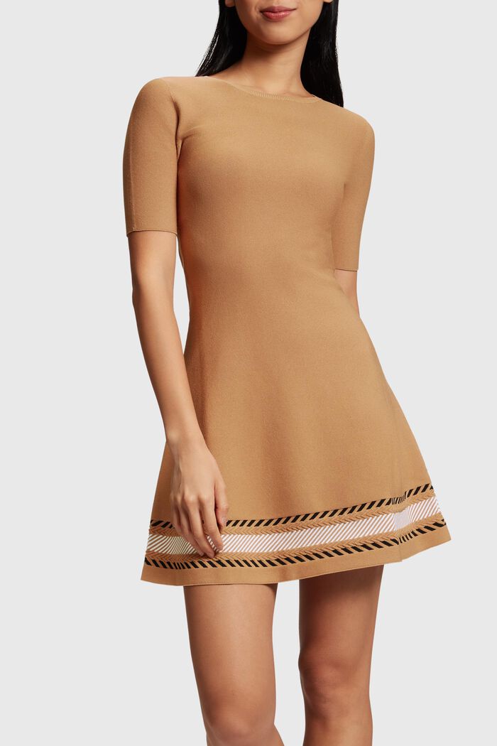 Mini-robe en maille sans couture, CAMEL, detail image number 0
