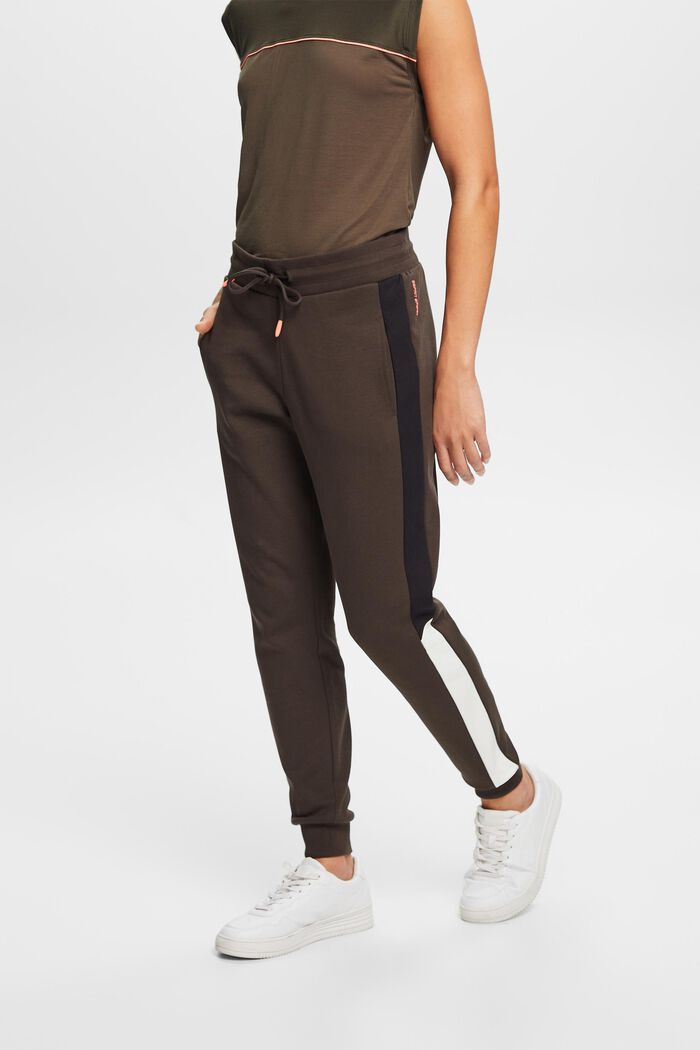 Pantalon de jogging de coupe étroite en coton mélangé, DARK KHAKI, detail image number 0