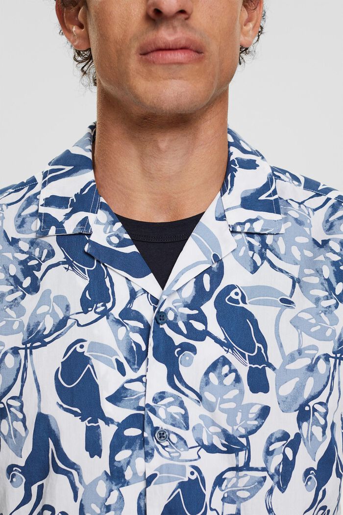 Chemise à manches courtes et imprimé tropical, 100 % coton, BLUE, detail image number 3