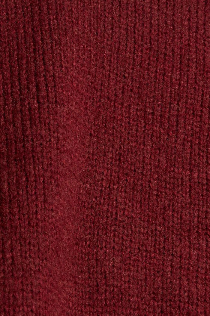 À teneur en laine : cardigan à manches ballon, GARNET RED, detail image number 4