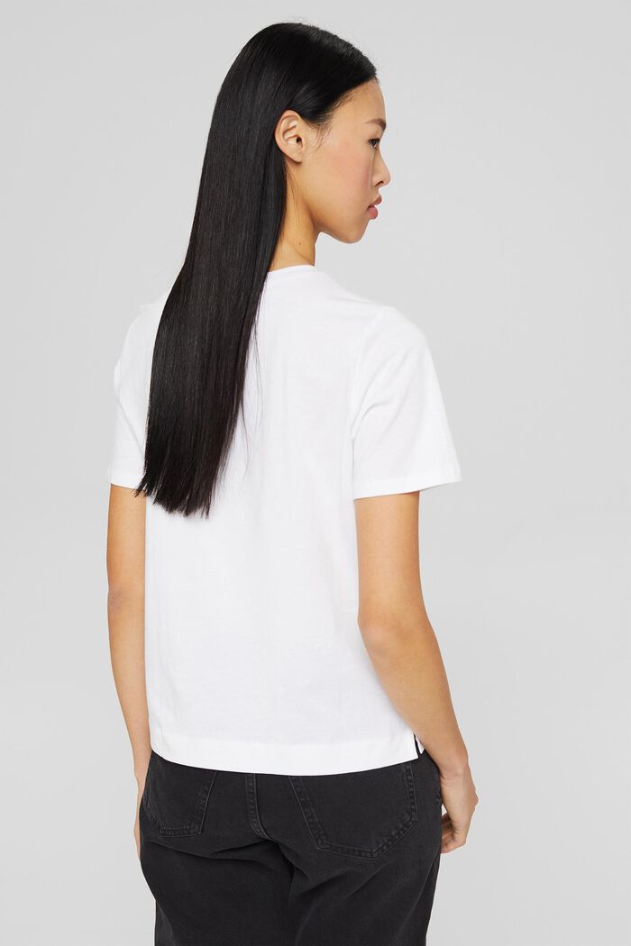 T-shirt animé d’un petit imprimé, coton biologique, WHITE, detail image number 3
