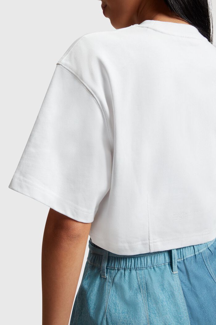 T-shirt de coupe raccourcie à imprimé indigo Denim Not Denim, WHITE, detail image number 3
